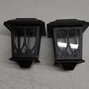 Solar Lanterns Outdoor Waterproof 2 Pack, Glass Auto On/Off LED Hanging Solar Lights, Outdoor Lantern for Yard Fence Patio - Black
