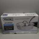 Viking Contemporary 3-Ply Deep Frying Pan with Glass Lid, 4.8 Quart Stainless Steel Saute Cooking Pot, Dishwasher and Oven Safe, Induction Ready, Silver