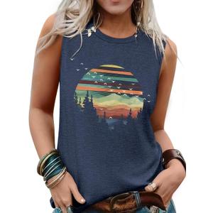 LUXVEER Sleeveless Tank Tops for Women 2026 Summer Casual Blouses Graphic Tees Loose Fit Crewneck Vacation Outfits Shirts