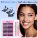 9 x DIY Eyelash Extension Kit 100pcs Clusters HANDMADE Faux Mink Individual Clusster Lahses for Natural Fluffy Wispy Looks False Eyelashes Self Application at Home with Bond Seal Tweezers (13mm, S01 KIT)