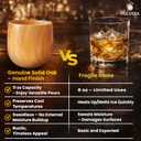 Genuine Oak Wooden Bourbon Glass | Old Fashioned Wood Drinking Cup for Whiskey, Bourbon, Scotch, Brown Liquor | Bourbon Whiskey Gifts for Men, Husband, Dad, Brother | Premium Hand-Polished (EXP 05/09/29)