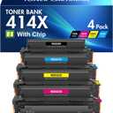 414X Toner Cartridges 4 Pack High Yield MFP M479fdw Compatible Replacment for HP 414X 414A for HP Color Laserjet Pro MFP M479fdw M454dw M479fdn M454dn M479dw Printer Ink (Black Cyan Yellow Magenta)