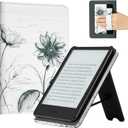 CoBak Case with Stand for for 6" Kindle (2024 & 2022, 11th Gen)  PU Leather Smart Cover with Auto Sleep/Wake & Hand Strap, Premium Protective Case for Kindle Basic (Sketch Sunflower)