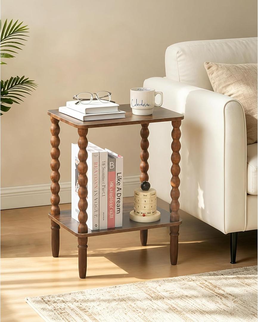 Side Table, Small End Table with 2-Tier Shelf, Modern Night Stand, size 11.5*16