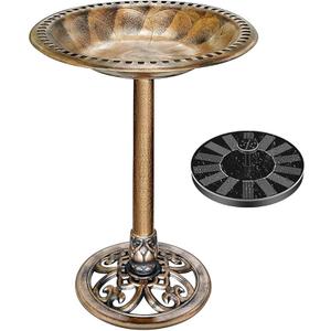 28” Solar Bird Bath, Solar Powered Pond Fountain Combo Set for Outdoors, Gardens, Patio, Yard, Deck, Golden