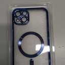 Misea Magnetic for iPhone 14 Plus Case Compatible with MagSafe [Never Yellowing] [Military Grade Drop Protection] Full Camera Lens Protector Plating Soft Clear Phone Case for Women Girls, Blue