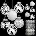 30 Pcs Clear Christmas Ball Ornaments, 60mm/2.36" White Christmas Ornaments Balls for Xmas Tree, Large Shatterproof Plastic Hanging Tree Decorations Set for Party Holiday Winter Home Decor