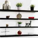 Wood Floating Shelves for Wall Decor, Rustic Wall Shelves for Bedroom Bathroom Kitchen Living Room, Set of 4 Black 48 Inch