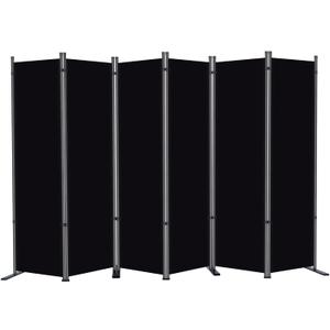 RANTILA 6 Panel Room Divider, 6 FT Folding Privacy Screen with Wide Feet, Freestanding Partition for Room Separation, Portable Room Divider Panel, 133" W x 71" H, Black