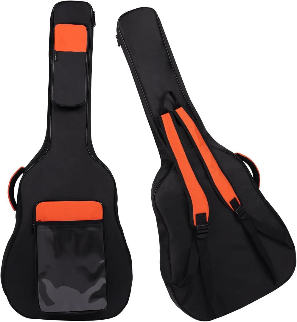 Acoustic Guitar Gig Bag Fits 40/41/42 Inch & 12-String Guitars, 0.5 Inch Thick Padded for Enhanced Protection, 600D Waterproof Soft Backpack Case with Neck Fixed Strap & Dual Shoulder Straps