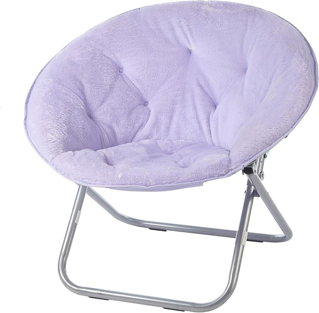 Urban Lifestyle Faux Fur Saucer Chair, Lavender, 29 inches H x 32 inches W x 22 inches D