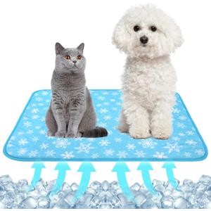 NACOCO Summer Pet Cooling Mat - Cat Dog Cushion Pad Sleeping Cool Snowflake Comfortable Soft for Pets Kids and Adults (Blue Snowflake, M) (M: 19.5" x 27.5'')