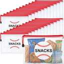Motiskyy 24 Pcs Sports Ball Snack Bags Bulk 9.5" x 6.9" Sports Goodie Party Favor Bags Stuffers Team Gifts Candy Treat Mesh Pouches with Zipper for Team Ground Birthday Gift Party Supplies(Baseball)
