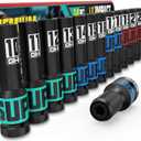 14-Piece 1/2" Drive Impact Socket Set, 10-24mm Thicker Deep Sockets with Storage Case and 1/2 to 1/4 Impact Wrench Adapter, Metric 6 Point Socket Set for Automotive and Home