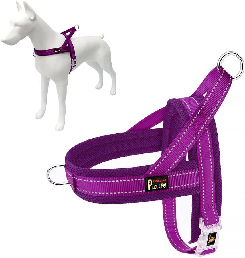 Plutus Pet No Pull Dog Harness with Breathable Mesh Padded, Adjustable Reflective Escape Proof Dog Harness, Quick Fit Dog Vest Harness for  Medium Dogs(M, Purple) (M: chest 19.7"-25.2")