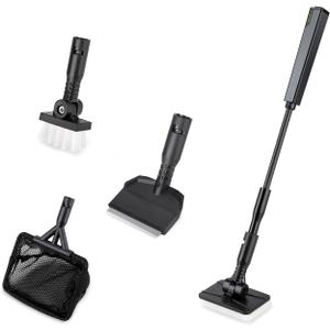 Hygger Small Aquarium Cleaning Tools, 4 in 1 Fish Tank Cleaner Kit with Handle,Fish Net,Algae Scraper,Clean Brush,Flat Sponge S