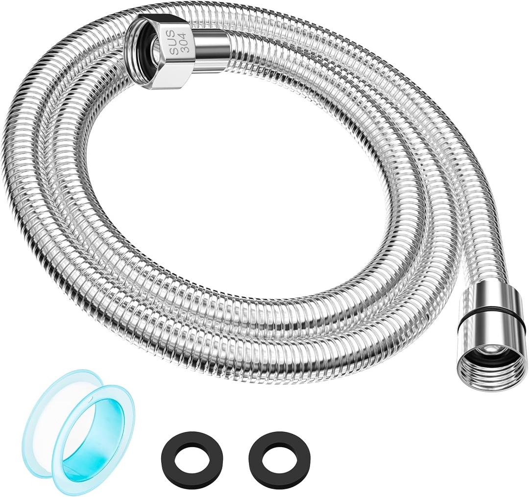 59" Shower Hose, Extra Long 304 Stainless Steel Handheld Shower Head Hose Extension/Replacement, Flexible & Durable, G1/2 Universal Insert & Nut