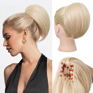 REECHO Ponytail Extension, 8" Short Mini Claw Clip Pony Tail Hair Extensions Natural Soft Feather-Light Tension-Free Ponytail Hairpiece for Women with Short Fine Thin Hair - Natural Blonde