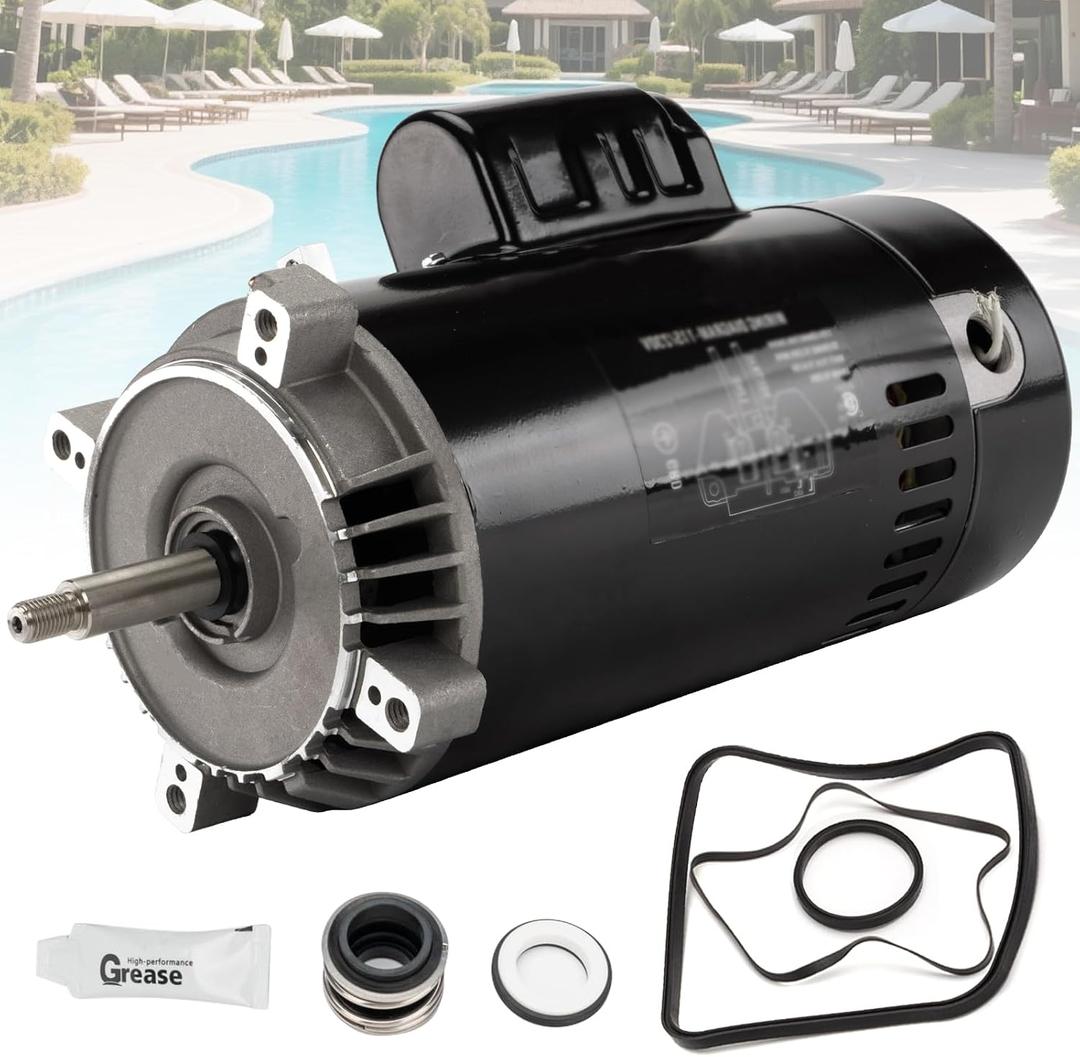 UST1152 Swimming Pool Pump Motor Kit 1.5HP, 115/230V Round Flange Pool Pump Motor Replacement for Hayward/Super Pump/Super II/Northstar and Jacuzzi Magnum Pumps