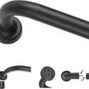 Black Aluminum 48-88" Wrap Around Curtain Rod with 1 Inch Diameter, 50 lbs Weight Capacity, Blackout, Adjustable, Wall Mounted