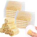 Natural Loofah Sponges Individually Wrapped, Non Scratch Organic Luffa Sponge, Odor-Free Biodegradable Dishwashing Sponge Natural for Kitchen Cleaning and Shower Scrubbing(8Pack)