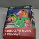 9x7FT Christmas Inflatables Santa Ride on Dinosaur with LED Outdoor Christmas Dinosaur Inflatable Blow Up Yard Decorations with Sandbags Stakes Strings for Garden Decor