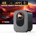 [Netflix-Officially-Licensed]4K Projector with Wifi & Bluetooth, Jimveo 800 ANSI Native 1080P, Netflix/YouTube/PrimeVideo Built-in, Electric Focus & 4P Keystone Outdoor Portable Smart Projector (Standard, Black)