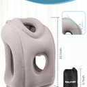Maliton Inflatable Travel Pillow for Airplane Comfortable Sleeping to Relieve Neck and Shoulder Pain, Support Head Inflatable Pillow for Long Flights, Used for Airplanes, Cars, Trains, Office (Grey)
