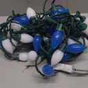 C9 Christmas Lights Outdoor 50 LED Blue + White Strawberry Waterproof Ice Lights String Xmas Tree Indoor Decoration Plug in 34.5 Feet Used for Home Festive Courtyard Patio Garden