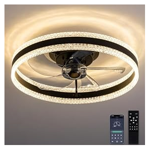  Ceiling Fans with Lights and Remote, 6 Winds Speeds, 20” Low Profile Ceiling Fan 3000-6000K Dimmable LED Light for Bedroom, Living Room, Dining Room, and Kitchen