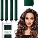 Heatless Curls Overnight Hair Curlers - 4 Pcs No-Heat Curling Rod to Sleep In,Velvet Hair Rollers with Satin Wrap (Green)