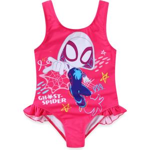 Marvel Spider-Gwen Ghost Spider Girls Swimsuit UPF 50+ One Piece Bathing Suit for Toddler and Big Kids (4, Pink)