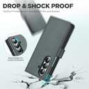 Oududianzi Leather Wallet Case for Samsung Galaxy Z Fold 7, PU Leather Flip Cover with Card Slots, Wrist Strap & Kickstand, Protective Phone Case, Green