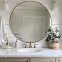 ANDY STAR Gold Round Mirror, Large Brushed Gold Round Bathroom Mirror, Brass Circle Mirror 32 inch, Modern Vanity Mirror in Stainless Steel Metal Frame for Home Decor, Entryway, Living Room