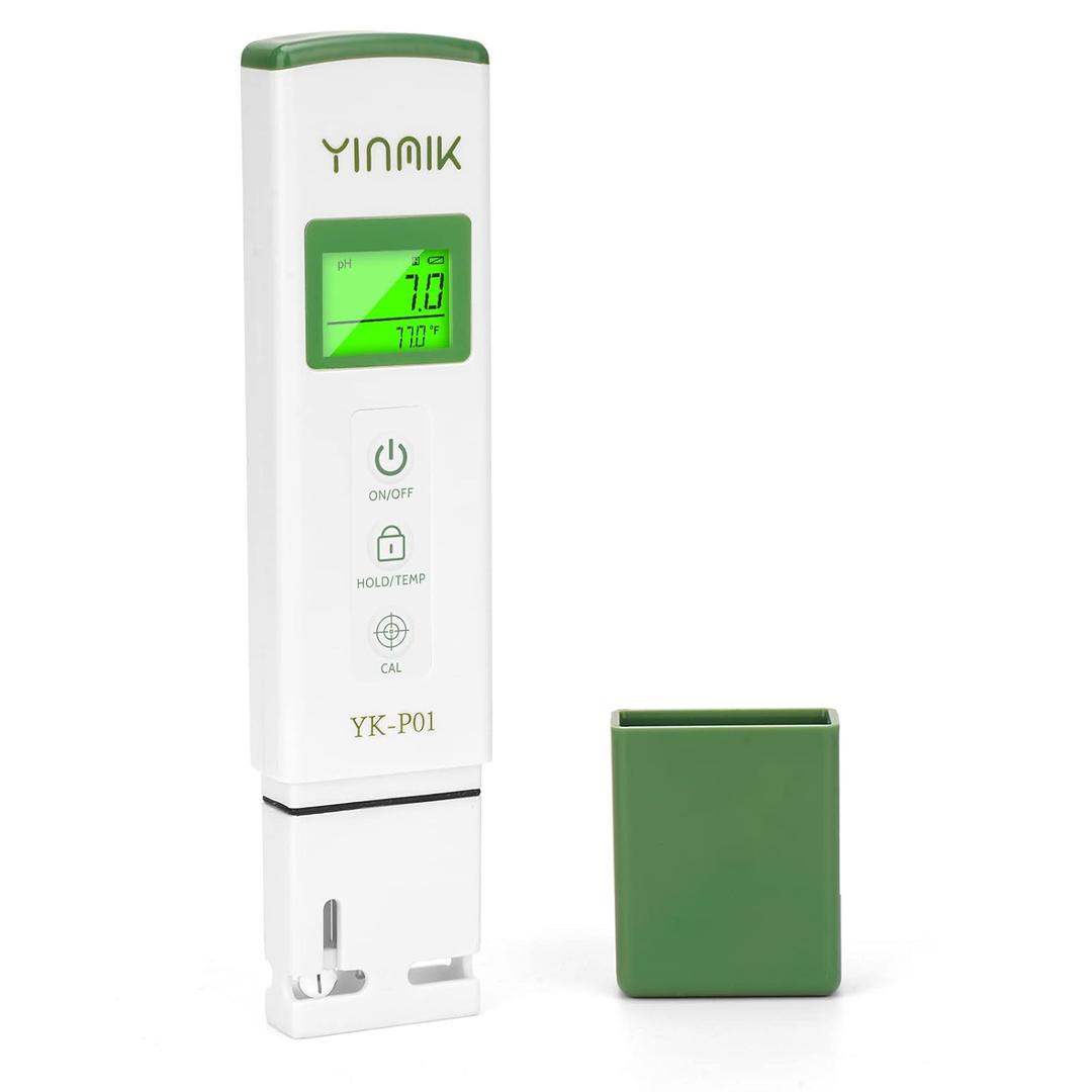 YINMIK YK-P01 pH Tester Digital pH Meter for Water Hydroponics, Accurate pH Temp Meter with ATC for Pool, Spa, Hot Tub, Indoor Plants, Drinking Water, Beer Home Brewing, Aquarium