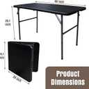 Folding Table 4 Foot Portable Folding Tables Heavy Duty Fold-in-Half Utility Table Small Indoor Outdoor Folding Square Card Table w/Handle for Picnic, Party, Camping (Black)