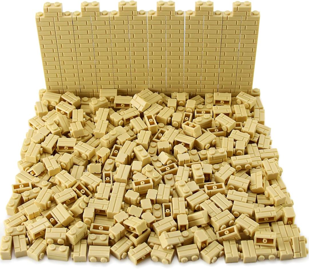 Feleph 360 Pieces 1x2 Masonry Profile Bricks Building Blocks for Wall Parts and Pieces Diverse Bulk Toy Set Compatible with Major Brands (Tan)