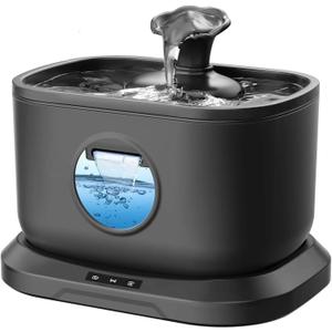 Cat Water Fountain, Radar Sensing Cordless Water Fountains for Cats Indoor, Battery Operated Wireless Pump, Premium Multi-Layer Filter 2.5L/84oz Quiet Automatic Pet Dispenser, Black