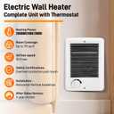 New Upgrade CSC202TW Electric Wall Heater - Fast & Efficient Heating with Built-in Thermostat, 2000W/240V, 6825 BTU, Complete Unit, White