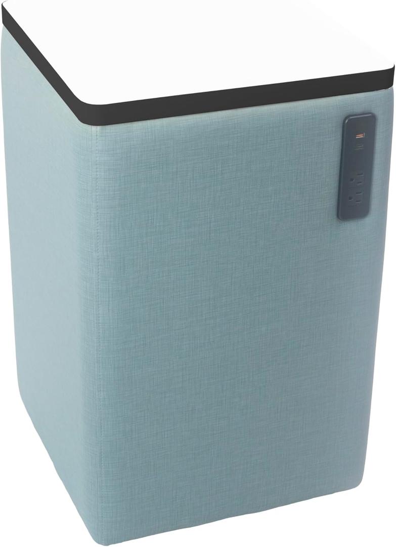 FDP Pro Series Upholstered 18"x18"Square Dry-Erase Ottoman Table, 18" Height; Collaborative Commercial Furniture for Hotel Lobby, Office, Restaurant, Waiting Room -Sky Blue/Whiteboard/Black