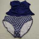 B2prity Women's Ruched Tankini Swimsuits V Neck Wrap Tie Back Two Pieces Bathing Suit Tummy Control Swimwear Dark Blue, XL