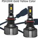 12278 PSX26W LED Fog Light Bulb 60W Canbus Error Free 12000LM Extremely Bright Car Fog Lamp Replacement, Amber Yellow, 2 Packs