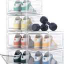 HOMIDEC Shoe Storage, 6 Pack Shoe Organizer Clear Hard Plastic Shoe Box, Shoe Boxes Clear Plastic Stackable, Shoe Boxes with Lids for Size 13, Transparent