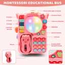 Baby Bus Toy for 1 Year Old Girl Gifts, Montessori Musical Bus Toy for Baby 12-18 Months, Baby Piano Drums for Toddlers 1-3, Shape Sort Toys 1st Birthday Gifts for Girls, 10.24 x 7.6 x 7.4 inches