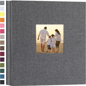 potricher Linen Hardcover Photo Album 4x6 600 Photos Large Capacity for Family Wedding Anniversary Baby Vacation (Gray, 600 Pockets)