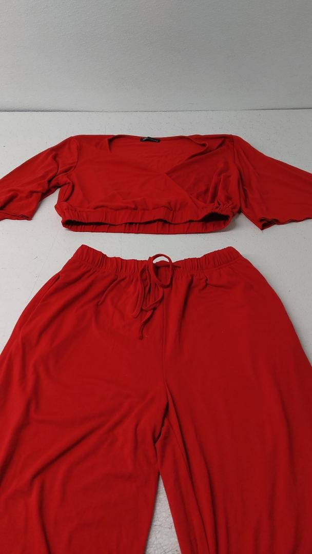 Women's 2025 Fall Trendy 2 Piece Outfits Lounge Sets Long Sleeve Top Henley Shirts Wide Leg Pants Travel Clothes Medium