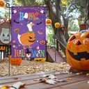 Breling Light up Halloween Garden Flag Double Sided Porch Goose Flag Solar Light LED Happy Halloween Goose Flags Seasonal Funny Yard Decorations for House Porch Patio Lawn Outside Decor, 12 x 18 Inch