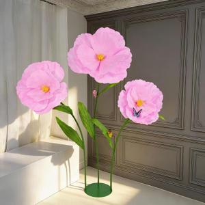 5.8 Ft Giant Artificial Flowers,Large Paper Flower,Huge Poppy Flowers Decoration for Wedding,Hotel,Office,Window Display and Home Farmhouse Decor(Pink)