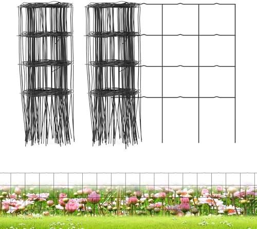 PROWORX Decorative Garden Fence Border Rolls, Total 14 in x 40 ft 2 Pack Metal Folding Flat Wire Fencing for Yard, Black PVC Coated Outdoor Patio Landscape Flower Bed Edging