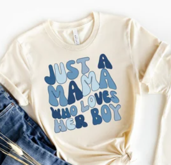 Just a Mama Who Loves Her Boy Shirts Mom and Son Matching Outfits Mommy and Me Matching Shirt Family Short Sleeve Tee Tops 140